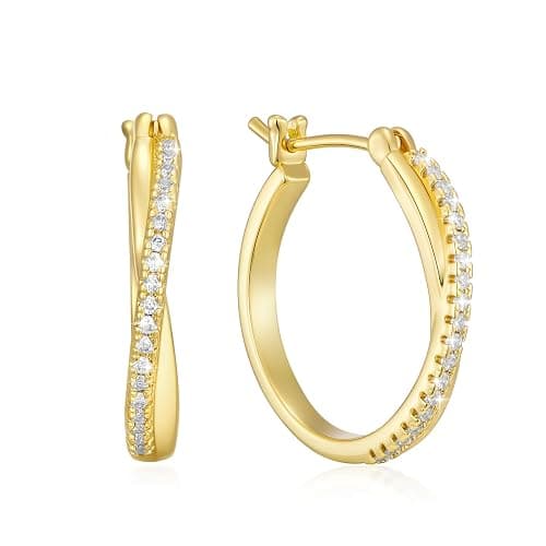 14K Gold Earrings for Women 20mm/25mm/30mm Gold Hoop Earrings Gold X-shaped Huggie Earrings - Image 1