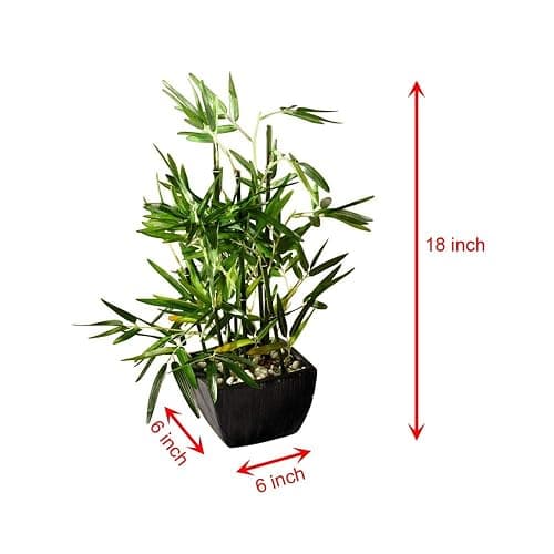 Westcharm 18 inch Faux Bamboo Plant - Lush Artificial Bamboo in Black Polyresin Pot with Decorative River Stones for Home Office Kitchen Living Room Countertop Mantel thumbnail 3