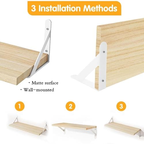 YGEOMER Floating Shelves for Wall, Different Sizes Natural Wood Wall Shelves for Living Room, Bathroom, Bedroom, Kitchen, Home Decor (Set of 4) thumbnail 4