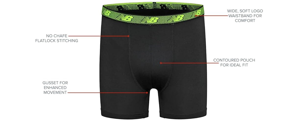 New Balance Boys' 3.5" Underwear, Performance Boxer Briefs (4 Pack) thumbnail 2