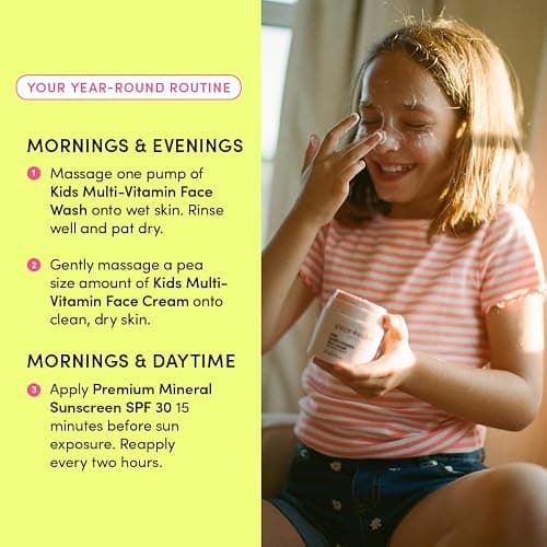 Evereden Kids Daily 1-2-3 Routine Bundle: Clean & Vegan Skin Care Set - Hydrating & Nourishing Tween Skincare Set with Multi-Vitamin Face Wash, Face Cream, Lotion, & SPF 30 Mineral Sunscreen (Melon) thumbnail 7