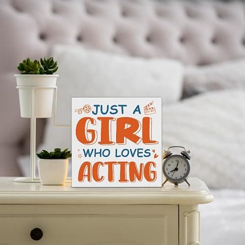 Theatre Gifts for Girls Women, Funny Theatre Decor Just a Girl Who Loves Acting Wooden Box Sign for Home Living Room Cinema Shelf Wall Decor thumbnail 5
