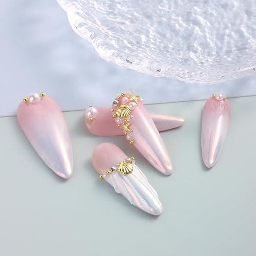 12 Fächer Sommer Muschel Nagelkunst Charms, 3D Ozean Thema Nagel Steinchen, Muschel Charms Nägel Für Frauen, Goldene Perlen Nägel Für DIY-Nageldesign, Kartendeko & Handyhüllen thumbnail 4