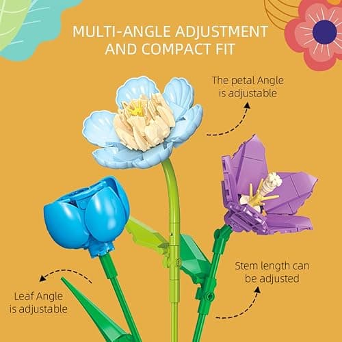 Flowers Building Set 865 PCS Flowers for Adults and Kids, DIY Building Toys with Vibrant Colors and Exceptional - Great Home Decor Gift for Christmas, Valentine's Day, Mother's Day - 13 Flowers thumbnail 3