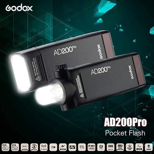 Godox AD200 Pro AD200Pro Flash Strobe, TTL Pocket Flash Monolight, 200W 2.4G Speedlite HSS 1/8000s 2900mAh Li-ion Battery, 500 Full Power Flashes, Bare Bulb/Speedlite Fresnel Flash Head thumbnail 9