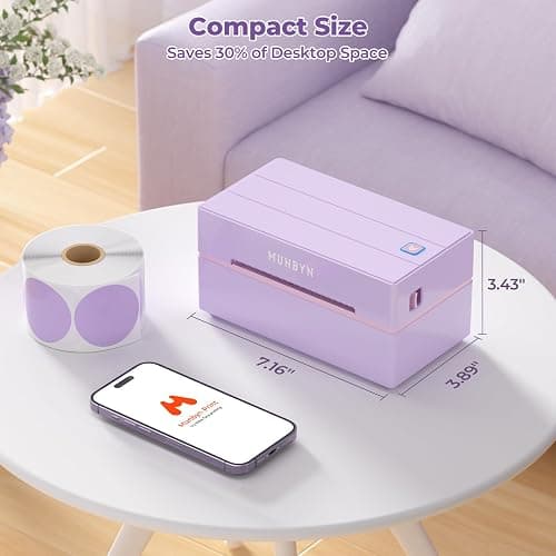 MUNBYN Bluetooth Thermal Label Printer, 130B Wireless 4x6 Shipping Label Printer for Shipping Packages Small Business Office or Home, Compatible with iPhone Android iPad Windows macOS Chrome thumbnail 2