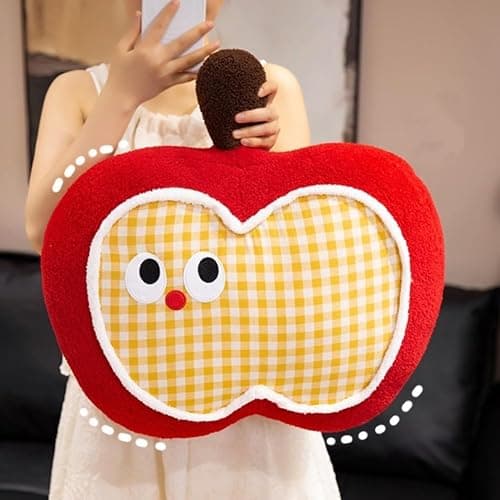 YISLEND Soft Apple Plush Pillow, Adorable Decorative Red Apple Shaped Throw Pillow 15.7 inch Fruit Cushion for Bedroom Sofa Chair Home Decor (Pink) thumbnail 3