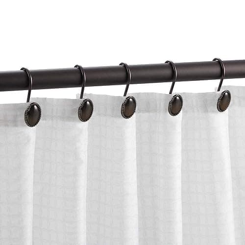 iToplin Metal Shower Curtain Hooks, Oil-Rubbed Bronze Rustproof Decorative Shower Curtain Rings for Bathroom, Curtain Hooks for Shower Liner, 12Pcs thumbnail 9