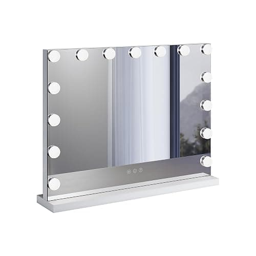 SIRHONA Miroir Maquillage Lumineux, Miroir Coiffeuse LED 15 Lumières Dimmables, Éclairage 3 Couleurs, Contrôle Tactile, 58x45.5x12 cm thumbnail 6