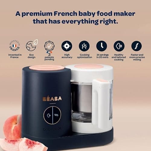 BEABA Babycook Neo Baby Food Maker | Non-Toxic Glass & Stainless Steel | Trusted by Celebrity Moms | Sustainable Baby Food Processor | Global Leader| 34 Servings in 20 Mins, Cotton Candy thumbnail 3
