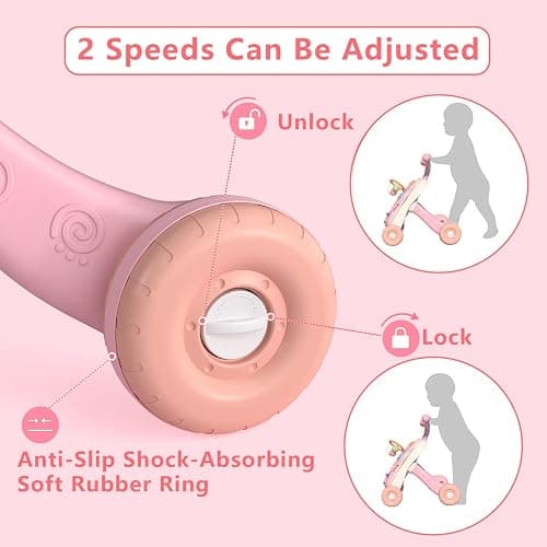 QDRAGON 3 in 1 Baby Walker and Activity Center for Girl, Learning to Walk, Sit to Stand, Early Educational Push Toys with Music Panel for Infant Toddler 12+ Months Pink thumbnail 5