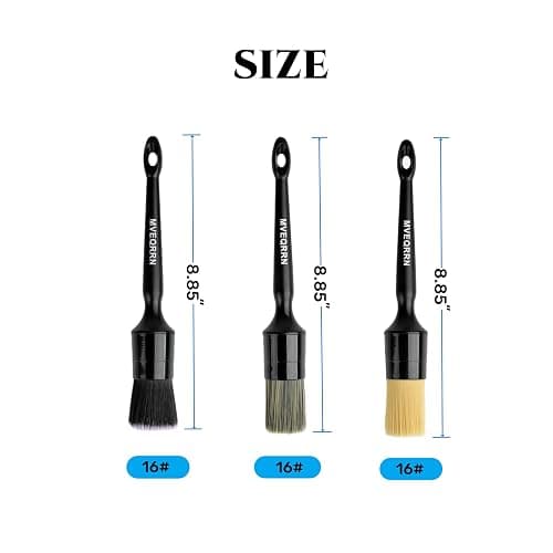 MVEQRRN 3pcs Car Detailing Brush Set-1pcs Boars Hair Car Detailing Brushes,1pcs Ultra Soft No Scratch Detailing Brush for Air Vent,Leather Seat 1pcs Detail Brushes car Detailing for Interior Exterior thumbnail 2