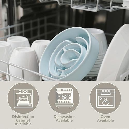 Ceramic Slow Feeder Dog Bowl,1.5 Cups Pet Slow Feeder for Small and Medium Breed,Puzzle Dog Food Dish,Anti-Gulping,Stop Bloat,Preventing Choking(Blue) thumbnail 5