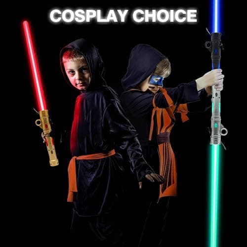 Kogibe Light Up Saber for Kids, LED Light Swords Set with 25 Color Changing Electronic Lights &FX Sound for Galaxy War Fighter Warriors, Dress Up Parties (with Belt Clip) thumbnail 7