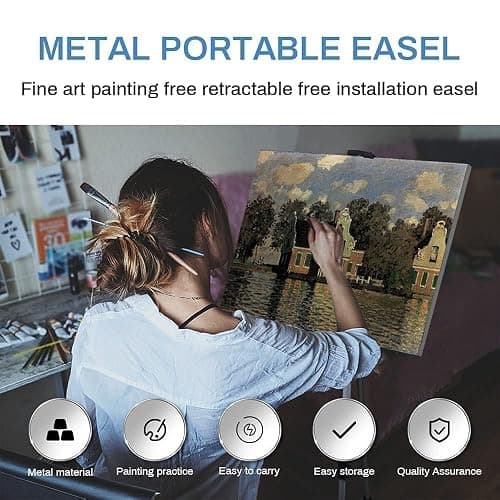 Art Easel Stand for Painting and Sign - RRFTOK 17 to 66 Inch Adjustable Aluminum Tripod Easels for Display, Portable Canvas and Poster Stand with Carry Bag for Beginners, Students and Classroom Use thumbnail 4