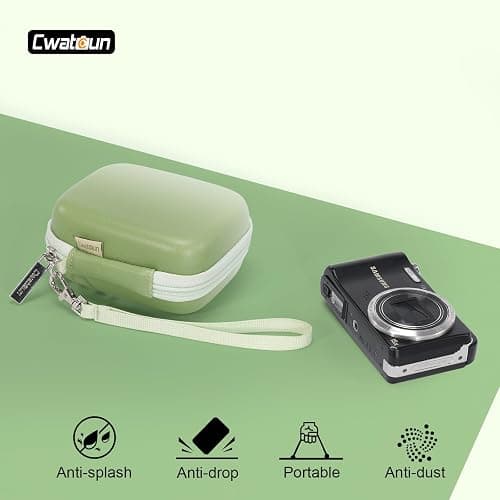Cwatcun Carrying & Protective Case for Digital Camera, Small Camera Pouch for AbergBest 2.7" LCD Kodak Pixpro/Canon PowerShot ELPH 180/190 / DSCW830 Travel Cameras, Water-resistant Case - Green thumbnail 9