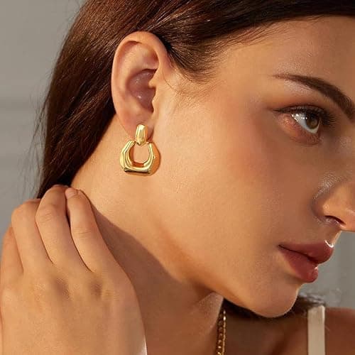 LANDOOK 4 Pairs 14K Gold Plated Dangle Earrings for Women Knot Teardrop Chunky Gold Statement Drop Earrings for Women Trendy Jewelry Gifts thumbnail 3