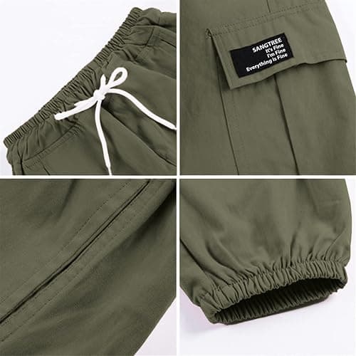 SANGTREE Girls & Womens Drawstring Cargo Jogger Pants,3 Years - Women 3XL thumbnail 6