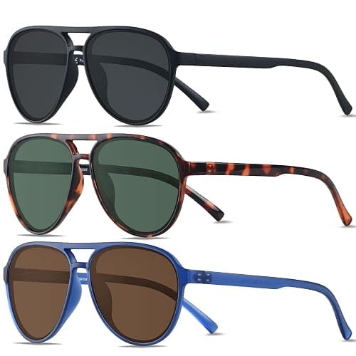 ANDWOOD Retro Polarized Aviator Sunglasses for Women Men Classic 70s Vintage Trendy Square Aviators - Image 1