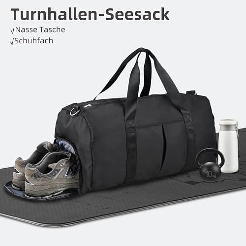 DAYGOS Sporttasche Herren, Reisetasche mit Schuhfach & Nassfach, Wasserdicht 40L Sporttaschen Sportbeutel Schwimmtasche Trainingstasche für Sport, Gym & Fitness, Weekender Reisen Duffel Bag (Schwarz) thumbnail 9