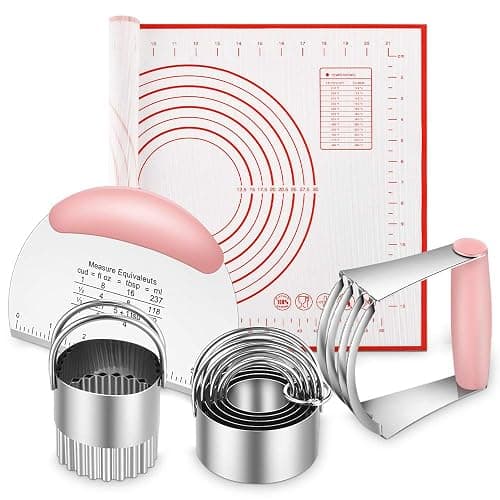 Pastry Cutter, Biscuit Cutter, Dough Scraper, Silicone Baking Mats, Stainless Steel Pastry Blender Set, Dough Cutter Biscuit Cutter Baking Pastry Mat Dough Blender Tools & Pastry Utensils (5 Pcs/Set) - Image 1