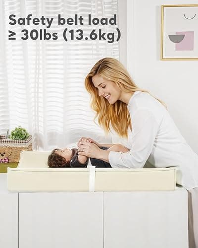 Vegan Leather Waterproof Baby Changing Pad - Wipeable, Extra Thick & Portable & Non-Slip Diaper Mat for Dresser, Crib, Travel | Soft & Safe (Beige) thumbnail 6