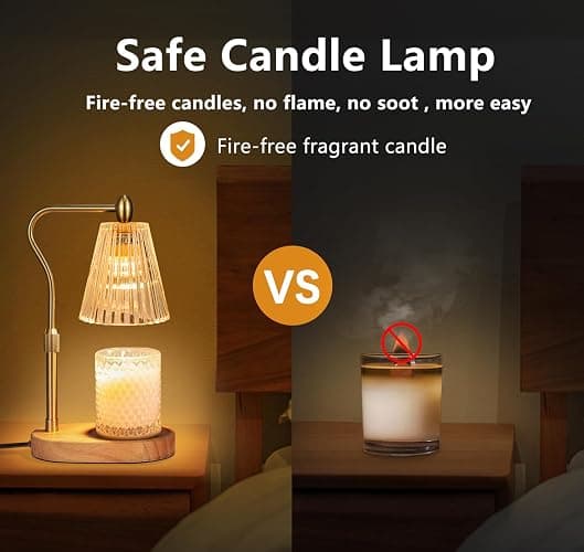 Loowoko Lámpara calentavelas, Candle Warmer lamp con temporizador y regulador de intensidad, altura ajustable, con 2 bombillas, lámpara para velas aromáticas en vidrio, decoración thumbnail 3