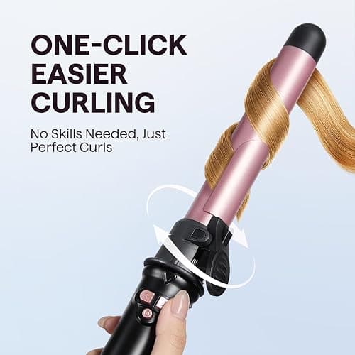 Wavytalk Rotating Curling Iron, Curl Cycle, 1 Inch Automatic Curling Wand for Long Hair, Get Effortless Beach Waves with Self Spinning Barrel up to 430°F with Home Button, Dual Voltage, Rose Gold thumbnail 2