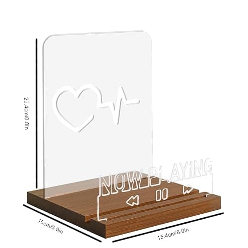 DREAMFORT Now Playing Vinyl Record Stand Light up Record Holder Wooden Acrylic for Vinyl Album Display and Storage Adjustable Brightness Vintage Music Decor(Heart) thumbnail 3