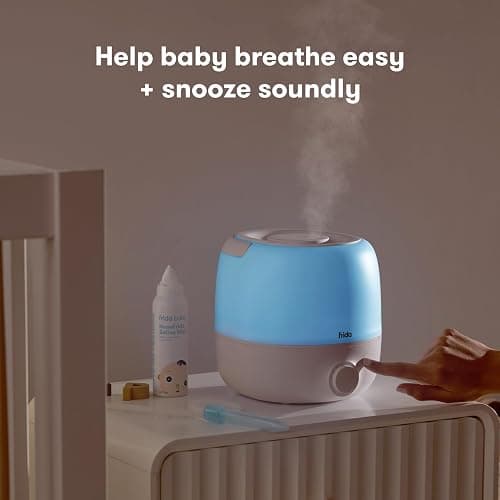 Frida Baby 3-in-1 Cool Mist Humidifier for Large Rooms, Top Fill Humidifier for Bedroom, Allergy Relief, 60 Hour Runtime + Nightlight, Auto Shut-Off, Quiet, Carry Handle, Essential Oil Diffuser thumbnail 2