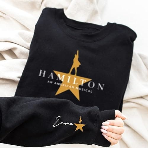 Personalized Hamilton Hoodies | Custom Name on Sleeve Hamilton Theatre Sweatshirt | Customized Hamilton Merch | Gifts for Hamilton Lovers thumbnail 3