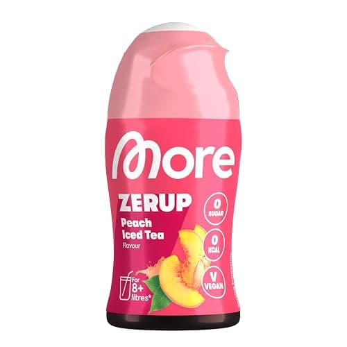 MORE Zerup, Zero Calorie Syrup a.o. with Real Fruit Extracts, Peach Iced Tea, 65 ml (up to 8 l Softdrink) - Zero Added Sugars - Image 1