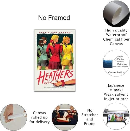 YOWAMEO Heathers The Musical 90s 80s Retro Poster Wall Art Decoration Room Aesthetic Canvas Painting Bedroom Picture (16x24inch(40x60cm)) thumbnail 3