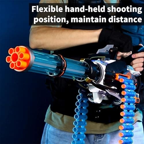 FEIDAMA Gatling Toy Gun for Kids, Soft Foam Bullets, 10-13m Range, 60 Darts, 360 Rotation, Blue thumbnail 4