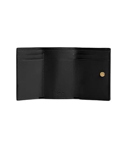 COACH Polished Pebble Leather Essential Mini Trifold Wallet Black One Size thumbnail 4