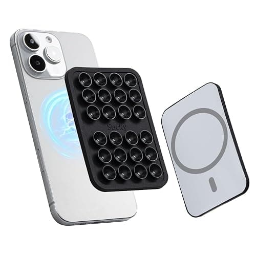 Sucky Magnetic Silicone Suction Phone Grip Mount – Strong Magnetic & Sticky Phone Grip for Mirrors, Windows, & Gym – Hands-Free Holder for Selfies & Tiktok – for iPhone & Android (Black) - Image 1