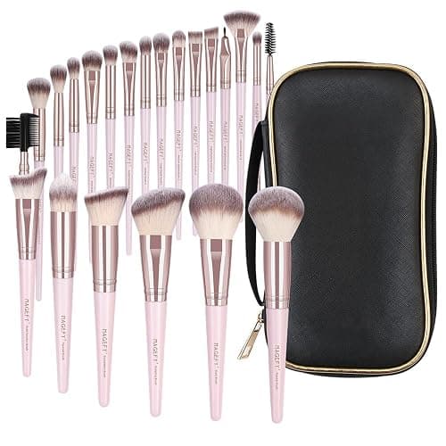 22 Pcs Makeup Brushes Set, MAGEFY Professional Makeup Brushes Wooden Handle Cosmetics Brushes Foundation Concealer Powder Face Eye Make up Brushes Kit(Pinkgold) thumbnail 9