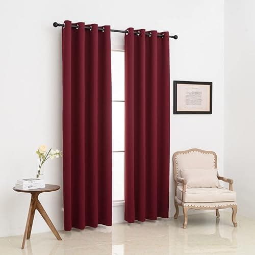 Pickluc Burgundy Blackout Curtains with Grommet 84 Inches Long 2 Panels, Light Blocking Window Drapes for Living Room, Thermal Insulated, Noise Reduction, Privacy Protection, 52" Wide x 84" Length thumbnail 2