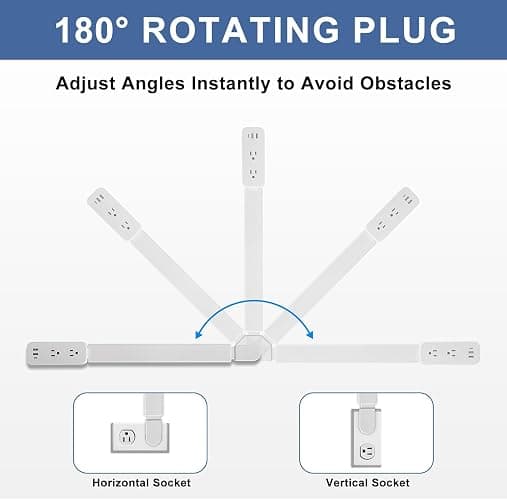 Electrical Outlet Extender Stick - Features USB-A, USB-C and 2 AC Outlets, Extends 22"-34", Rotates 180° Access Hard-to-Reach Outlets, Wall Plug Power Socket Expander Nightstands, Sofa, Desks and More thumbnail 4
