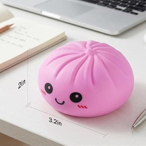 Dumpling Squishy Toys, Gaint Dumpling Squishy Mystery Box, Colorful Squishies Dumplings Stress Balls Toy, Stocking Stuffers with Food Steamer Stretchy Desk Toy (Pink) thumbnail 3