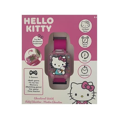 SRV Hub Hello Kitty Kids Educational Smart Watch - Girls Digital Watch with 5 Fun Learning Games, Timer, Alarm, Stopwatch, 10 Clock Faces, Blue Silicone Strap – Ages 4+ thumbnail 6