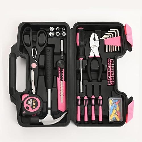 132 Piece Pink Tool Set, Womens Tool Kit for House, All Purpose Tool Kit for Home & Women, Small Home Repair Tool Set with Plastic Storage Toolbox for Garage, Office, College Dormitory, DIY Projects thumbnail 9