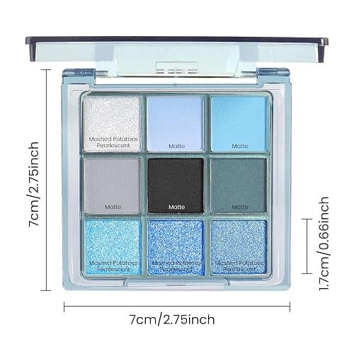 WanTuoluo Light Blue Eyeshadow Palette, Matte & Shimmer Glitter Blue Shadow for Eye Makeup, High Pigmented White Gray Black Green Powder Palet de sombras de ojos, Cruelty Free thumbnail 6