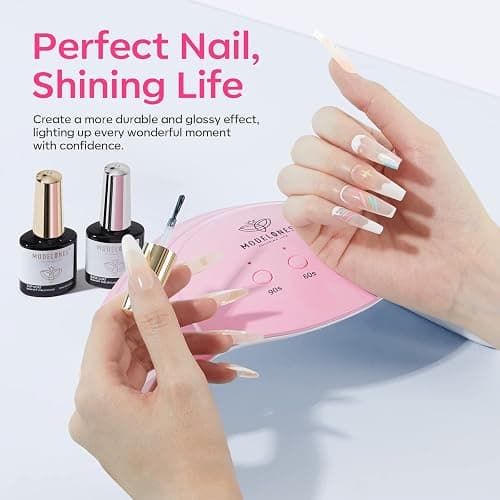Modelones UV Light for Gel Nails with Gloves, 48 W Nail Dryer with 3 Timer Settings, Lamps for Gel Polish, Professional UPF99+ UV Protection Gloves for Art Manicure thumbnail 7
