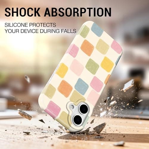 GEQCDBN Compatible with iPhone 17 Case, Trendy Cute Colorful Checkered Girly Soft Slim TPU Shockproof Aesthetic Protective Phone Case Cover for Women Girls 6.1" thumbnail 4