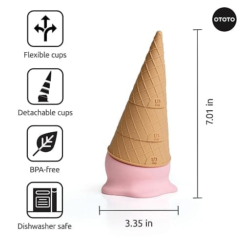 OTOTO Coney Ice Cream Measuring Cups Set – Detachable Plastic Measuring Cup Set for Baking & Cooking, Cute Measuring Cups for Liquid, Cute Baking Supplies, Kitchen Gadgets, Baking Gifts thumbnail 3