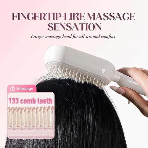 Self Cleaning Hair Brush, Retractable Hair Brush with Massage Bristles, Anti-Static Easy Clean Comb for All Hair Types, One-Pull Hair Styling Brush (Pink) thumbnail 5