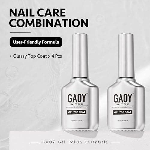 GAOY 4 Pcs 16ml No Wipe Gel Top Coat, Glassy Clear Top Coat, High Gloss Finish for UV Light Cure Gel Nail Polish thumbnail 6