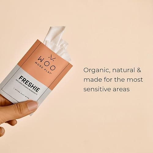 Woo More Play Freshies: All-Natural Feminine Intimacy Towelette Wipes with Coconut Oil and Aloe Vera, Promotes Feminine Health & Helps Alleviate Irritation - Vegan and Cruelty Free, 10ct thumbnail 2
