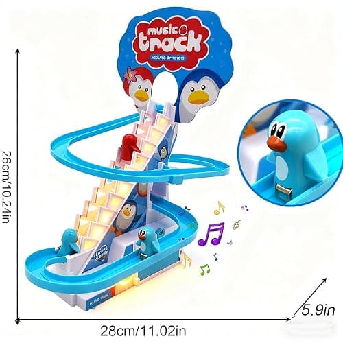 RCOOS Penguin Climbing Toy Set Electric Light Slide Climbing Toys for Automatic Stairs,Playful Santa Race Game Christmas Roller Climbing Toys with LED Light and Music for Toddlers Boys Girls thumbnail 2